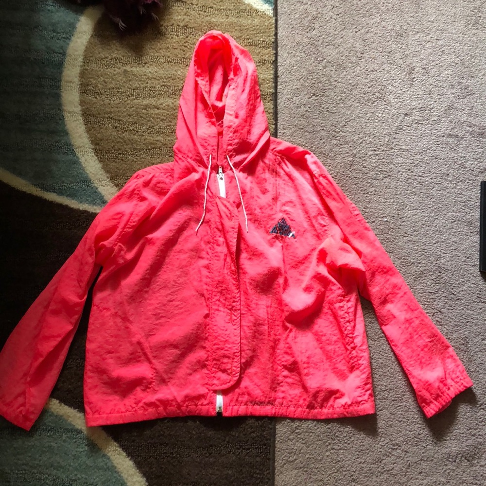 BRIGHT pink windbreaker!! Never worn!!